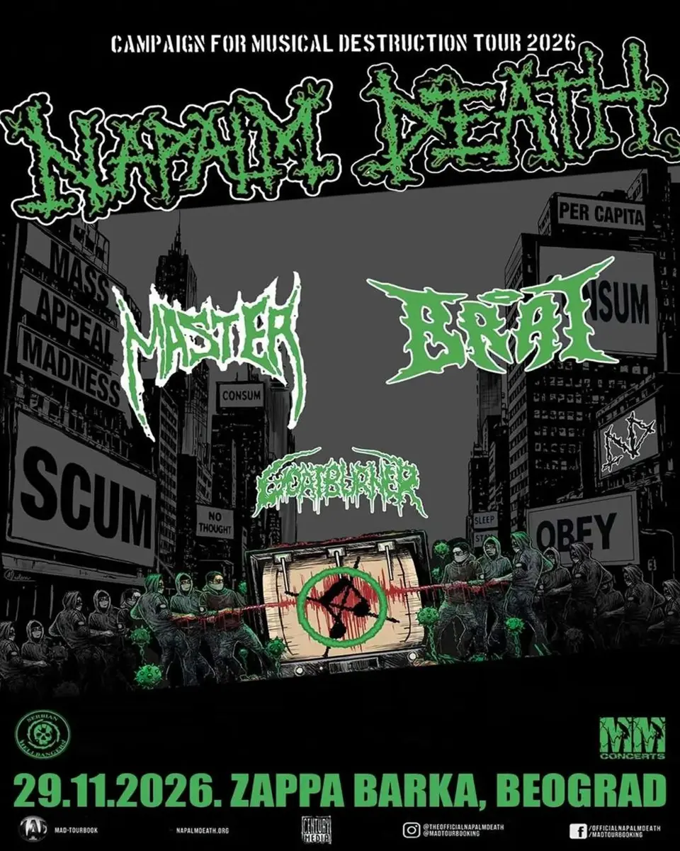 Концерт Napalm Death, вс, 29 ноября, 20:00, Zappa Barka