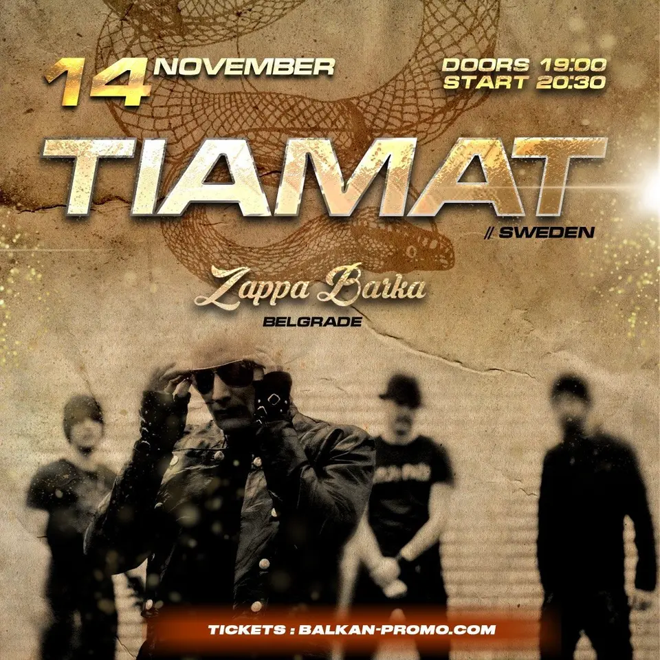 Концерт Tiamat в Белграде, сб, 14 ноября, 20:00, Zappa Barka
