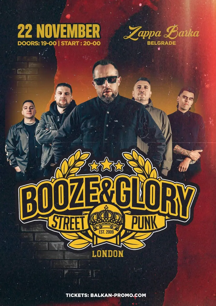 Концерт Booze & Glory, вс, 22 ноября, 20:00, Zappa Barka